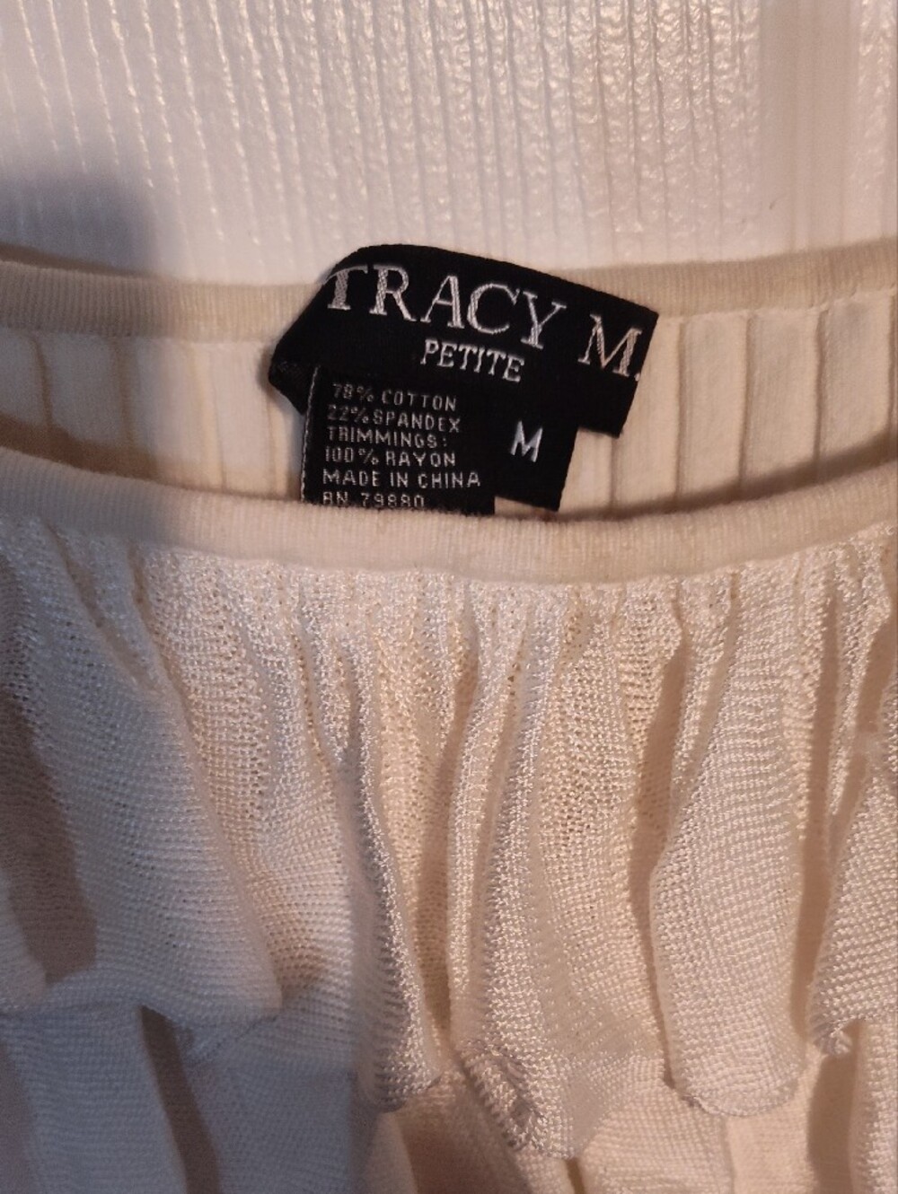 Tracy M Cream Ruffle Ribbed Tank - Picture 2 of 3